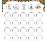 6CM Sfera di Plastica Trasparente, dellyy 20 Pezzi Palline di Natale Trasparenti Apribili, Sfere Plastica Trasparente Apribile, Palla Decorativa In Plastica Fai da Te con 50 Metri di Filo Decorativo