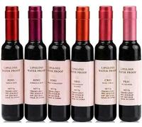 6Colors Wine Lip Tint Natural Liquid Lipstick, Long Lasting Mini Make Up Lip Gloss Matte Lip Sticks Wine Bottle, Valentine's Day Gift Kit (6pcs)
