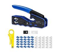 6COMGIGA Kit di attrezzi per crimpare RJ45 tutto in uno, crimpatrice Ethernet passa-through per connettori modulari Cat5e, Cat6, Cat6a, 8P8C, con mini spellafili, 50 connettori e coperture CAT6