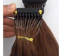 6D Estensioni Dei Capelli Umani Bionda Diritta Vergine Remy Macchina Dei Capelli Veloce No Track Feather Connection Estensione Alla Testa Persona Reale Capelli 10 Righe,Marrone,14inch