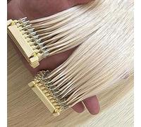 6D Estensioni Dei Capelli Umani Bionda Diritta Vergine Remy Macchina Dei Capelli Veloce No Track Feather Connection Estensione Alla Testa Persona Reale Capelli 10 Righe,Blonde,22inch