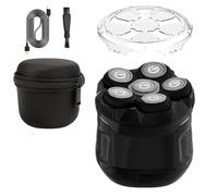 6D Waterproof Head Shaver Kit for Bald Men, High-Speed 6D Magnetic Razor, IPX6 Waterproof Magnetic Electric Razor, Magnetic Cleaning, Suitable for Travel (Black)