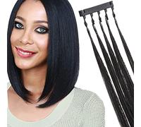 ,6d2 black,16in,Ciocche Di Capelli 6d Di Seconda Generazione "no-Trace" per La Cura Dei Capelli, Capelli Veri, Senza Grovigli, Design a 5 Ciocche per Fila