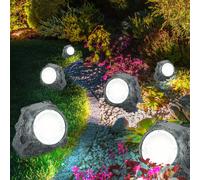 6er Set Design LED Solare Esterno Supporto Luci Terrazzi Balcone Pietra Lampade