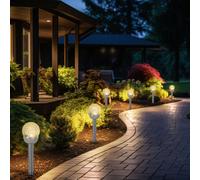 6er Set LED Esterno Zona Solare Plug-In Lampade Acciaio Inox Parco Base Lanterne