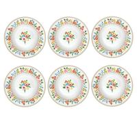 6er Set Piatto Fondo Boho Flowers Bianco con Fiori D 21,5cm Porcellana EASY LIFE