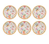 6er Set Piatto Prima Colazione Osaka Fiori D.23cm Bianco Rosa Colorato Melamina