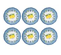 6er Set Piatto Prima Colazione Sorrento Limoni (D) .23,5cm Bianco Blu Giallo