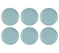 6er Set Piatto Torta Mynte Aqua Haze Blu Turchese D.19,5cm Terraglia Ib LAURSEN