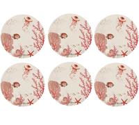 6er Set Piatto Torta, Prima Colazione Marittimo Reef Coralli D.19cm EASY LIFE
