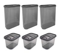6er Set Scatole di Scorta 3x 1,3 L & 3x 2,8 Litro Sigillata Grigio