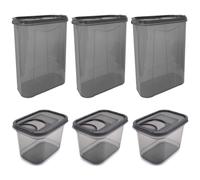 6er Set Scatole di Scorta 3x 1,3 L & 3x 2,8 Litro Sigillata Grigio
