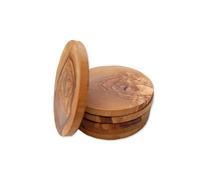 6er Set Sottobicchieri Rotondo Ø Circa 12 CM di Legno D 'ol Ivo