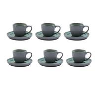6er Set Tazza Espresso Con Piattino Prego Azzurro Taupe 6,5cm A. U Maison Wa