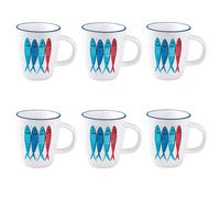 6er Set Tazza SARDINE'S Party Pesci Motivo 1 per 350ml Bianco Blu Rot EASY LIFE