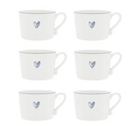 6er Set Tazze, Tazza Iris Blue Cuore 300ml Bianco Blu BASTION COLLECTIONS