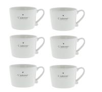 6er Set Tazze, Tazza L'Amour con Cuore Bianco per 300ml BASTION COLLECTIONS