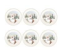 6er Set Torta Chalet Winterhütte D.19cm Bianco Grigio Porcellana EASY LIFE
