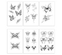 6fogli Tatuaggi Temporanei A Forma Di Farfalla, Sexy E Resistenti, Adatti Per Clavicola, Basso Ventre, Petto E Braccia, Con Aroma Di Erbe.
