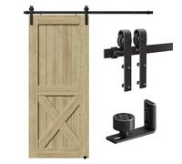 6FT-183cm Acciaio Binario per Porta Scorrevole Kit, CCJH Porte Scorrevoli Accessori, Con Senza Pugno Guida Porta Scorrevole Pavimento[Piccolo Rullo]