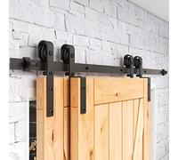 6FT/183CM Binario per Porta Scorrevole per Bypass Doppie Porte Facile da Installare, Nero Forma J