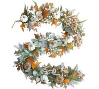 6ft Fall Mantel Garland - Artificial Maple Leaf Pumpkin Vine | Autumn Berry Accent Decor, Rustic Harvest Centerpiece, Versatile Indoor/Outdoor Garland, for Fireplace Table & Thanksgiving D
