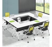 6ft Foldable Conference Table with Silent Caster Wheels Rectangular Meeting Room Tables for Mobile Conference Room