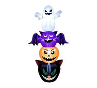 6ft Inflatable Halloween Stacked Ghosts, Bats, Pumpkin & Black Cat - LED Ya