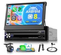 6G+128G 8 Core Android Autoradio 1 Din con Wireless Carplay Android Auto 4G SIM WiFi BDS GPS Navi 7 Pollici Retrattile Touchscreen Autoradio con Mirror Link Bluetooth FM/RDS DSP Telecamera Posteriore