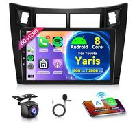 6G+128G 8 Core Wireless Carplay Android Autoradio 2 Din per Toyota Yaris 2005-2011 9 Pollici Autoradio con Wireless Android Auto GPS Navi WiFi Mirror Link Bluetooth FM/RDS SWC Caméra de Recul