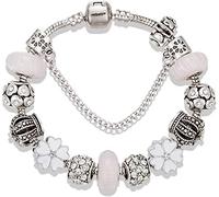 6hftuiiii Braccialetto da donna alla moda gioielli regalo corona di cristallo perline braccialetto per donne con cristallo bianco braccialetto fine gioielli (dimensioni: 17 cm), 19 cm