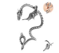 6ixGosh 1 paio di orecchini gotici a forma di drago, in acciaio inox, stile retrò, stile punk, serpente, drago, pesce, coccodrillo, orecchini per cartilagine rampicante, orecchini a perno per donne e