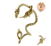 6ixGosh 1 paio di orecchini gotici a forma di drago, in acciaio inox, stile retrò, stile punk, serpente, drago, pesce, coccodrillo, orecchini per cartilagine rampicante, orecchini a perno per donne e