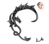 6ixGosh Orecchini a polsino gotico in acciaio inox retrò a forma di drago, stile punk, serpente, drago, pesce, coccodrillo, orecchini a perno per cartilagine rampicante per donne e uomini, oro/argento
