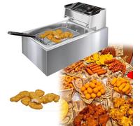 6L 12L air fryer, french fry pan, deep fryer, home and commercial air fryer stainless steel single pot(6l-single Cylinder)
