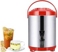 6L/8L/10L/12L erogatore di acqua calda e fredda, bollitore termostato, fontana isotermica, dispenser per bevande in acciaio inox, grande capacità, 10-12 ore, Red-6L