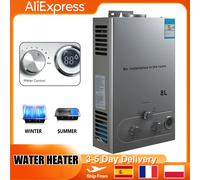 6L/8L Scaldabagno a Gas Digitale In Acciaio Inox Senza Serbatoio Gas Propano GPL Caldaia Kit Riscaldatore Apparecchio di Campeggio Domestico