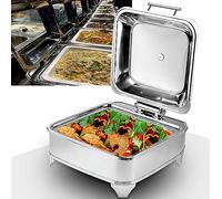 FLTRGO 6L Chafing Dish Elettrico, Scaldavivande Elettrico Acciaio Inox, Contenitore Termico per Alimenti Caldi per Buffet, Banchetti, Feste in Casa, Temperatura Regolabile (30-80 °)