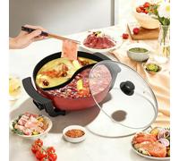 6L Hot Pot, Hot Pot elettrico con base di riscaldamento e coperchio, cinque livelli di controllo della temperatura, pentola elettrica Hotpot, facile da pulire riscaldamento rapido