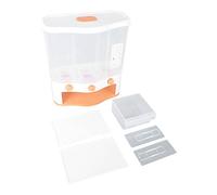 6L Large Capacity Grain Container Box | 3 Grid Transparent Window Rice Storage Container with Removable Lid | Dry Food Organizer for Kitchen Pantry/Countertop (Orange)