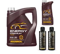 6L MANNOL Olio Motore ENERGY PREMIUM 5W-30 Inclusi 2x Additivi Ceramo Ester 9829