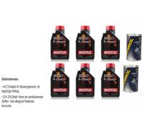 6L Olio Motore Motul 8100 X-Clean+ 5W30 2x MANNOL Leak-Stop Additivo