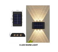 (6LED-WARM-1PCS) Lampada da parete solare per esterni, impermeabile, illuminazione su e giÃ¹