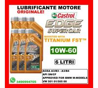 6LT OLIO CASTROL EDGE SUPERCAR 10W60 TITANIUM ACEA A3/B3/B4 6 LATTINE DA 1 LITRO