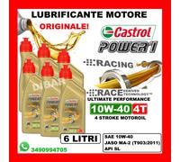6LT OLIO CASTROL POWER 1 RACING 4T 10W40 API SL JASO MA2 IN 6 LATTINE DA 1 LITRO