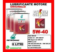 6LT OLIO SELENIA K PURE ENERGY MULTIAIR 5W40 ACEA C3 IN 3 LATTINE DA 2 LITRI