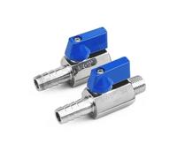 6mm 7mm 8mm 10mm 12mm Portagomma 1/8" 1/4" 3/8" 1/2" Maschio Femmina Filettatura 304 Mini Valvola a Sfera in Acciaio Inox con Maniglia Blu(1I8 Male-7mm)