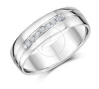 6mm Palladio 950 Canale Set Diamante con Scanalature Fede Nuziale UK Marcato 950