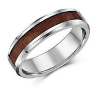 6mm Uomo Matrimonio Anello Titanio E Originale Legno Grana Intarsio Fede Nuziale