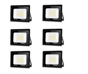 【6pack】faretto led da esterno,Blivrig 50W faretti led esterno,5000LM Fari di sicurezza Bianco Caldo 3000k,Lampada Luce Potente,faro led Impermeabile IP66,per Giardino,garage,patio,strade